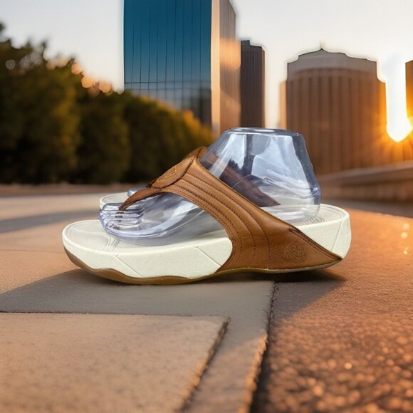 FitFlop Shoes - ✅Fitflop Sandals Woman’s 10 Walkstar III #030-017 Brown Leather Thong Flip Flops